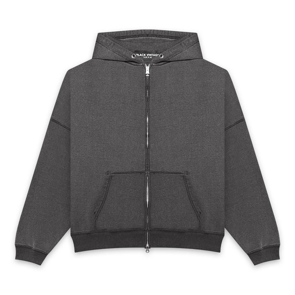 BLACK VINTAGE | ZIP HOODIE VINTAGE PROCESSING / 5YEARS BLACK