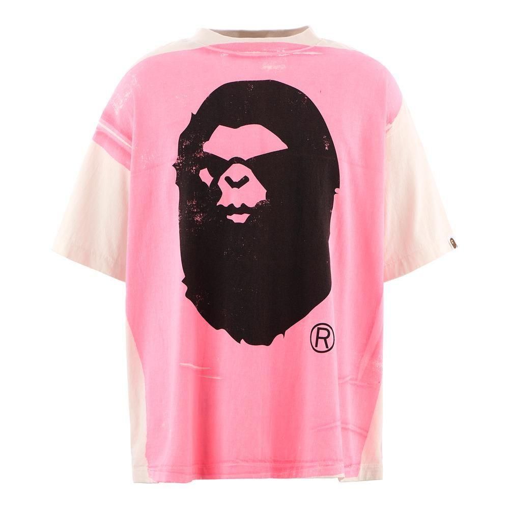 SAINT MXXXXXX | BAPE_SS TEE HANDPRINT / WHITE+PINK