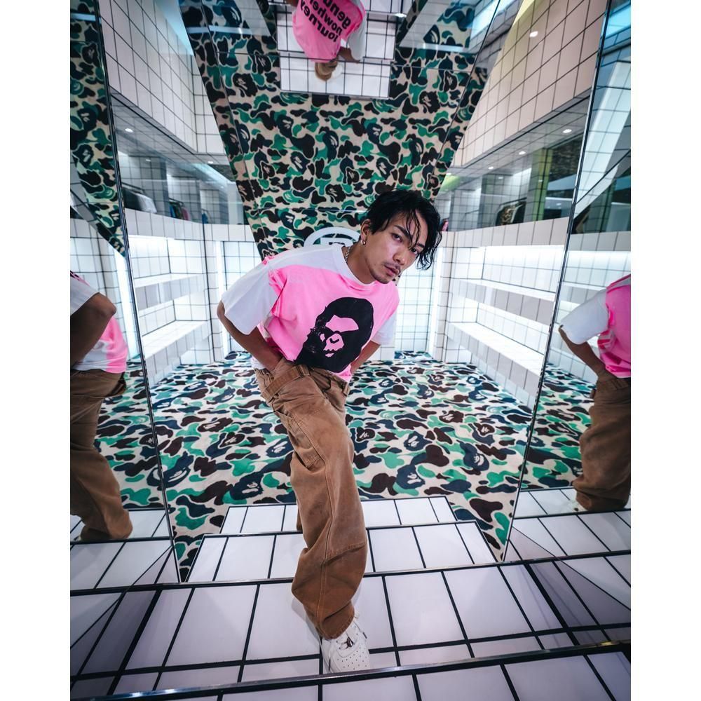 SAINT MXXXXXX | BAPE_SS TEE HANDPRINT / WHITE+PINK