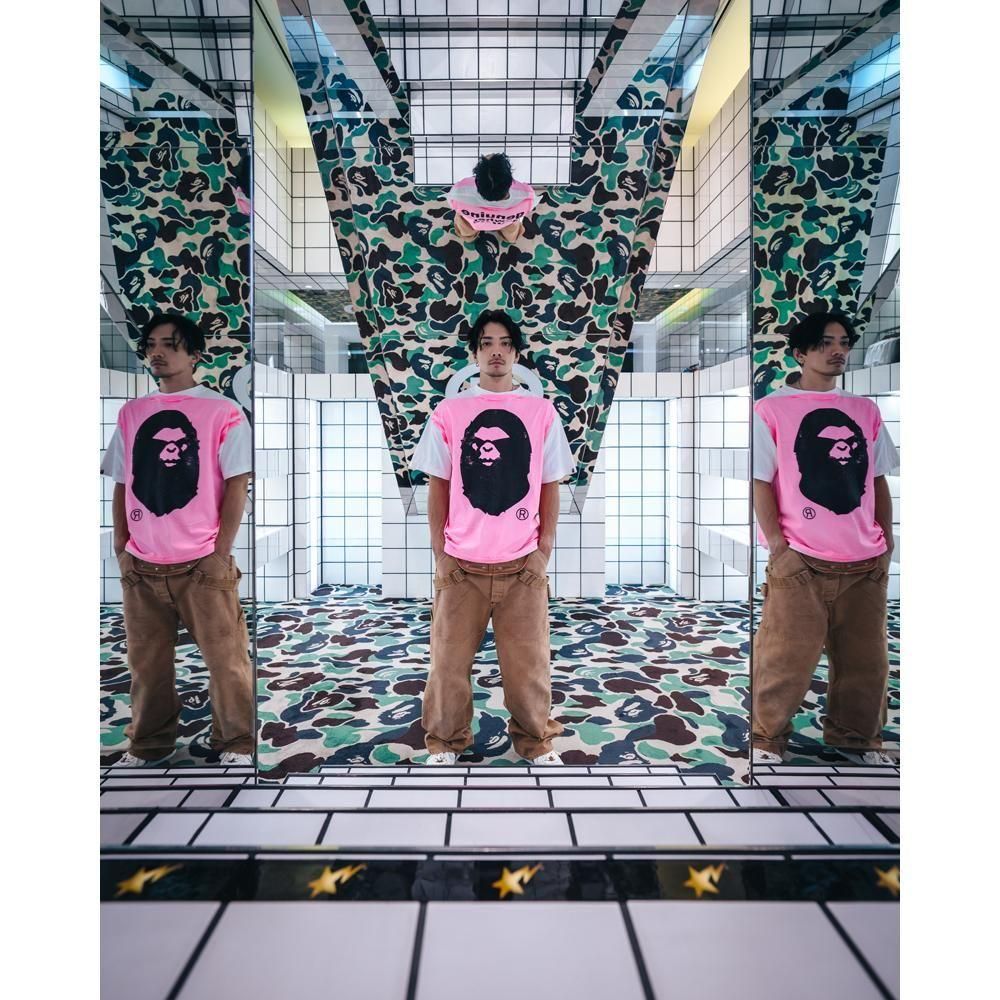 SAINT MXXXXXX | BAPE_SS TEE HANDPRINT / WHITE+PINK
