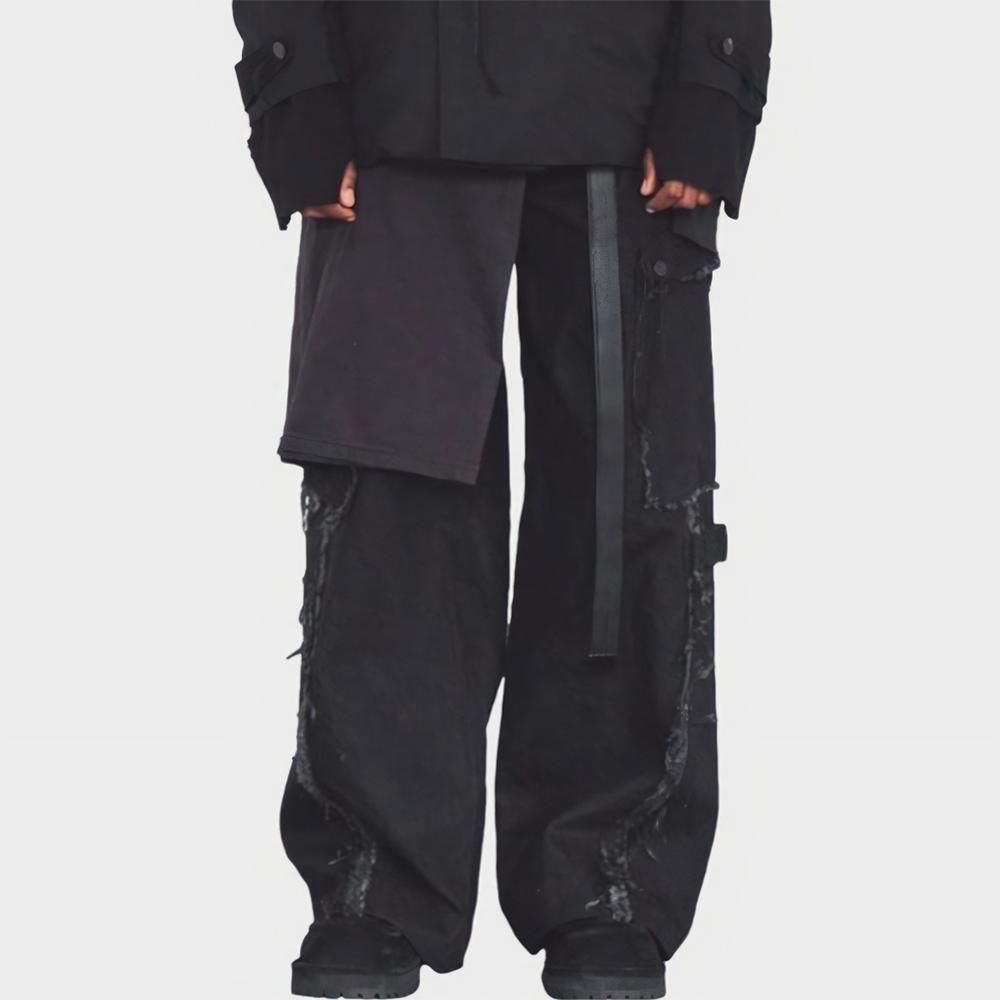 MINUS | SLASH SEAM TWIST CARGO JEANS(NOIR) / BLACK