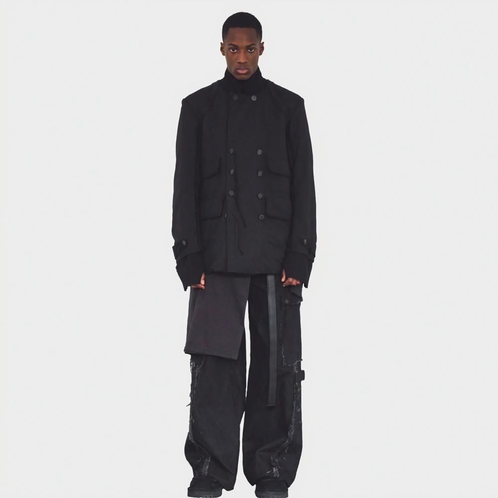 MINUS | SLASH SEAM TWIST CARGO JEANS(NOIR) / BLACK