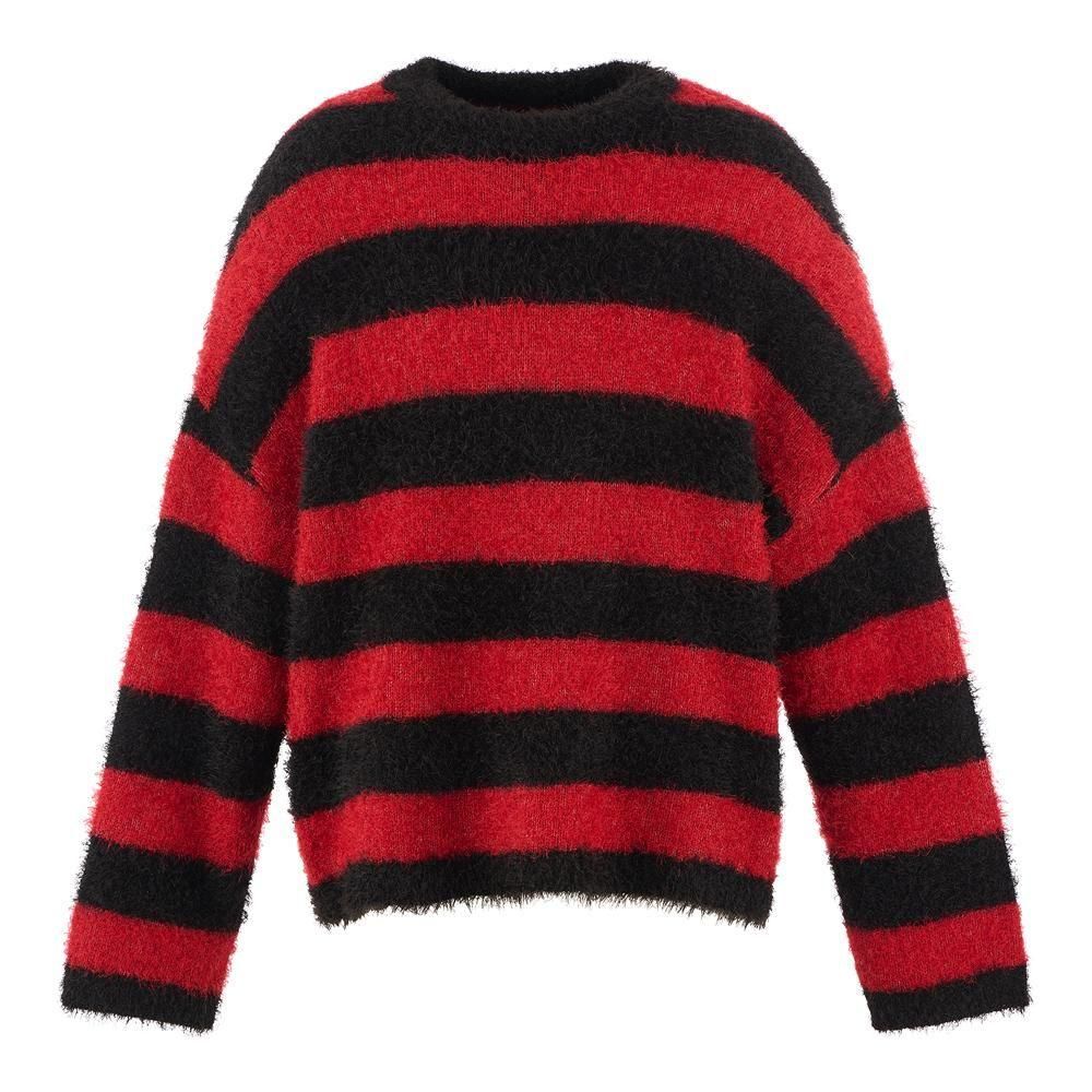 SAINT MXXXXXX | CRW NECK KNIT GLITTER BORDER / BLACK+RED