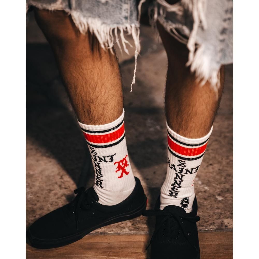 SAINT MXXXXXX | SOCKS SINNER / WHITE+RED