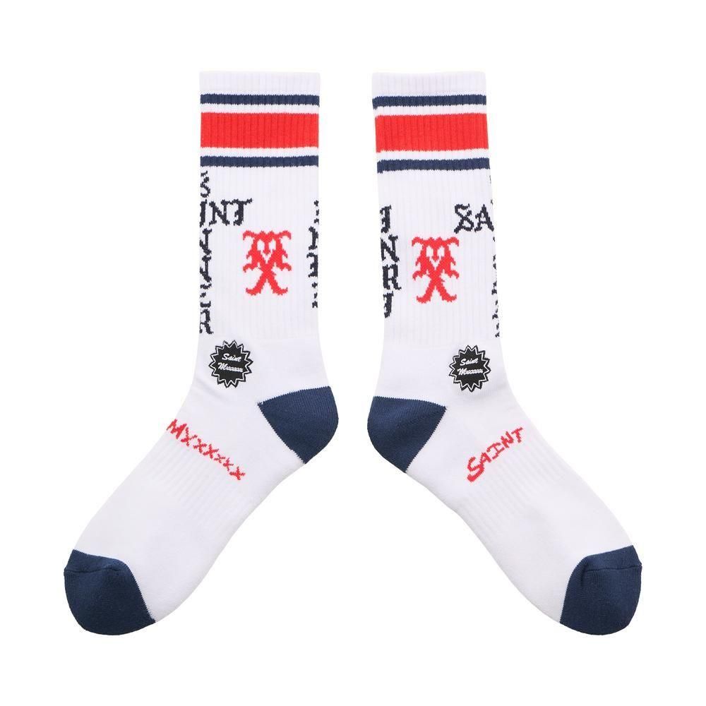 SAINT MXXXXXX | SOCKS SINNER / WHITE+RED+BLUE