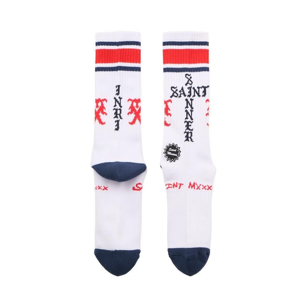 SAINT MXXXXXX | SOCKS SINNER / WHITE+RED+BLUE