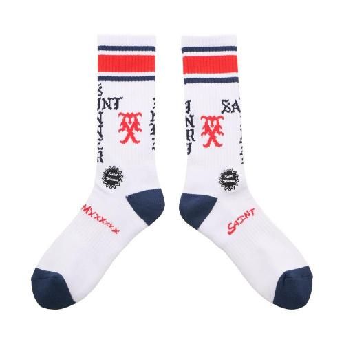 SAINT MXXXXXX | SOCKS SINNER / WHITE+RED+BLUE