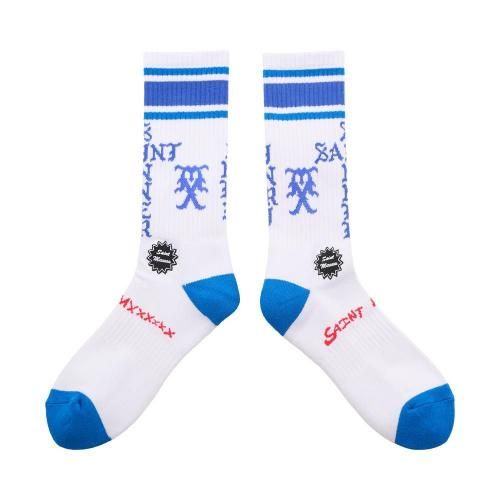 SAINT MXXXXXX | SOCKS SINNER / WHITE+BLUE