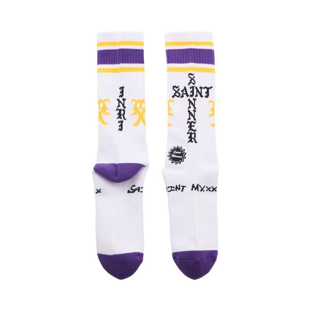SAINT MXXXXXX | SOCKS SINNER / WHITE+PURPLE