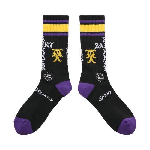 SAINT MXXXXXX | SOCKS SINNER / BLACK+PURPLE
