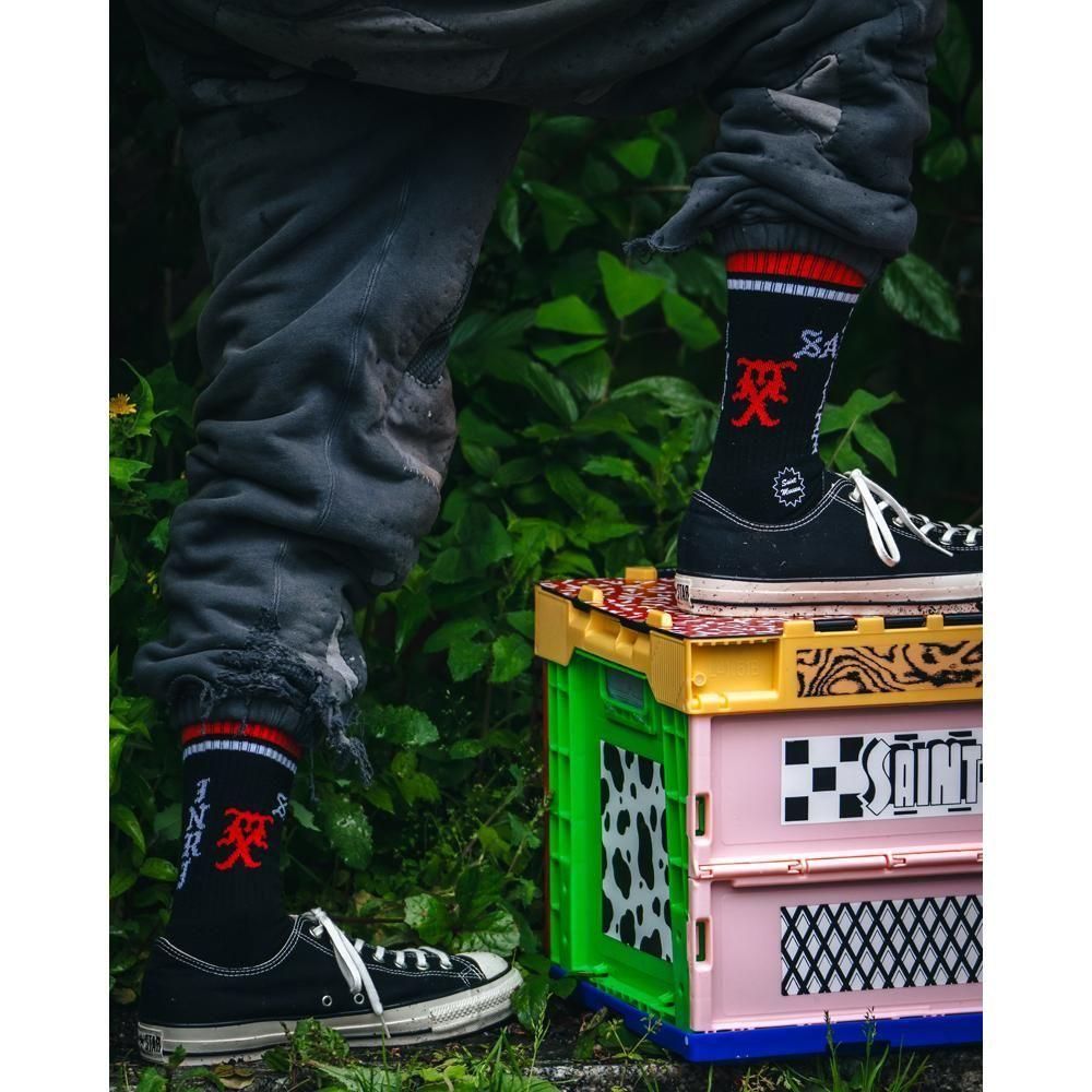 SAINT MXXXXXX | SOCKS SINNER / BLACK+RED