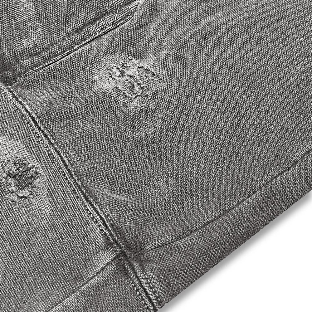 MINUS | BOOTLEG ZIP UP HOODIE WITH DAMAGED(SHINE) / AGED BLACK