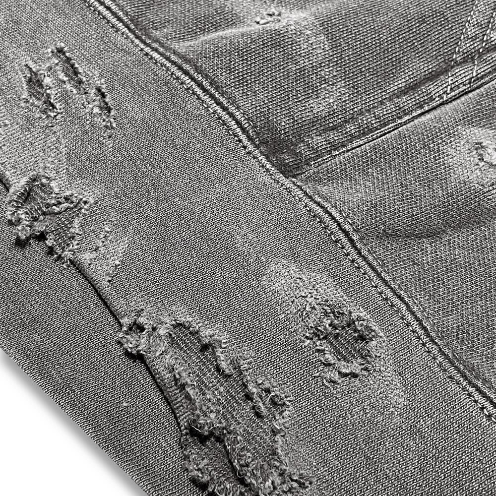MINUS | BOOTLEG ZIP UP HOODIE WITH DAMAGED(SHINE) / AGED BLACK