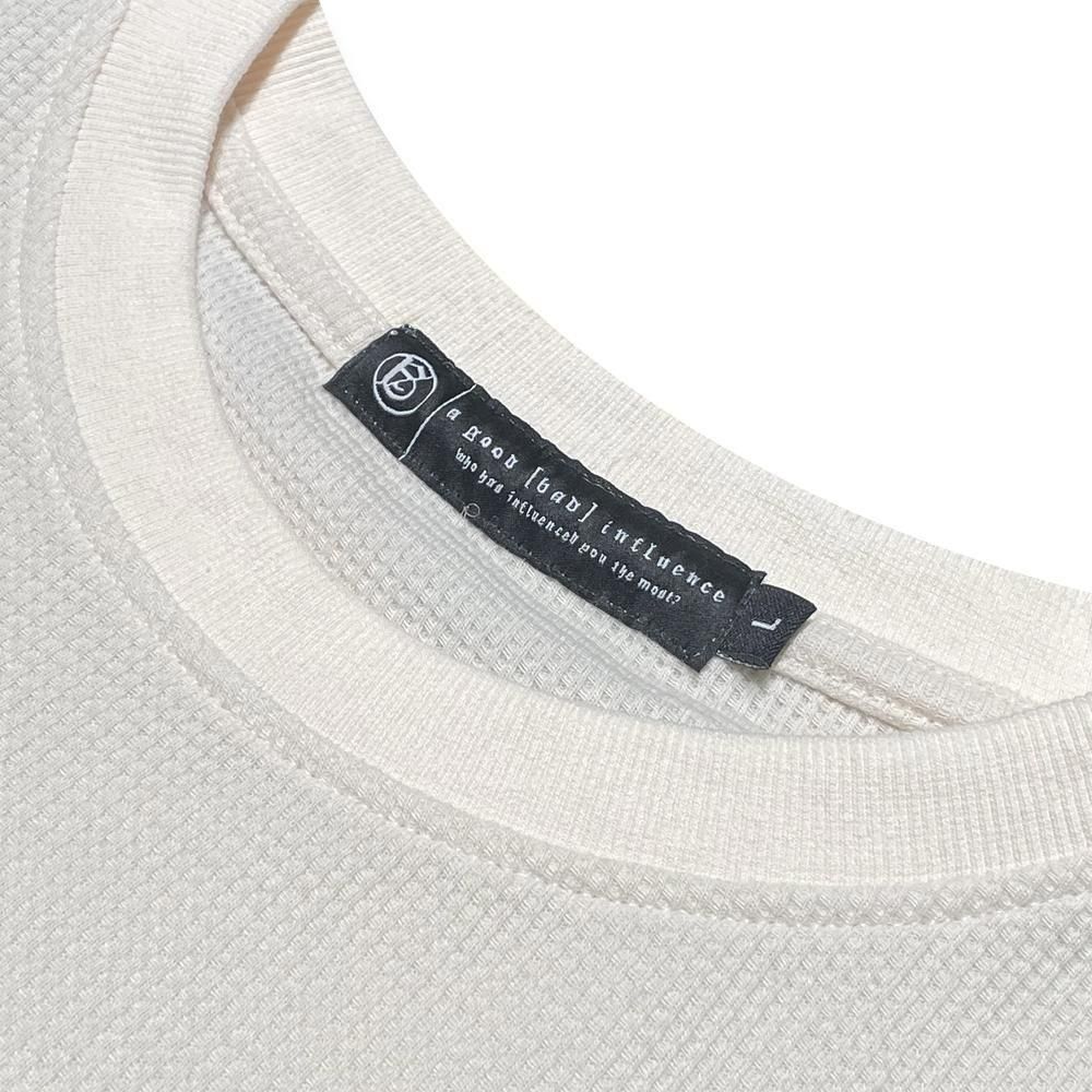 A GOOD BAD INFLUENCE |  DON'T LOOK WAFFLE LONG SLEEVE T-SHIRT / BEIGE