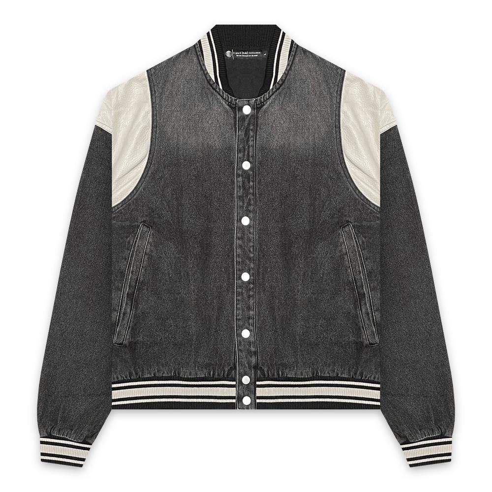 A GOOD BAD INFLUENCE |  DENIM VARSITY JACKET / BLACK