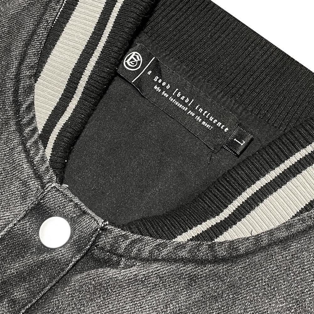 A GOOD BAD INFLUENCE |  DENIM VARSITY JACKET / BLACK
