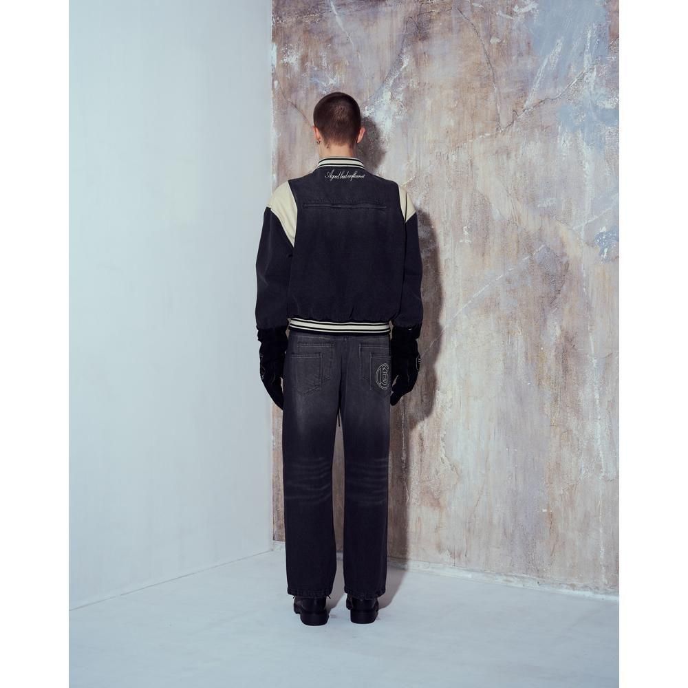 A GOOD BAD INFLUENCE |  DENIM VARSITY JACKET / BLACK
