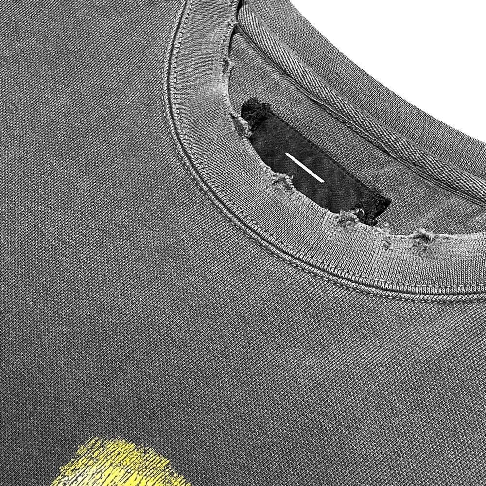 MINUS | BOOTLEG DIY CREW SWEAT WITH DAMAGED(COORDINATE) / AGED BLACK