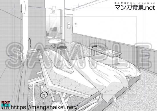 病院 病室ａ 個室 ベッド トーンあり 昼 あっきー マンガ背景 Net