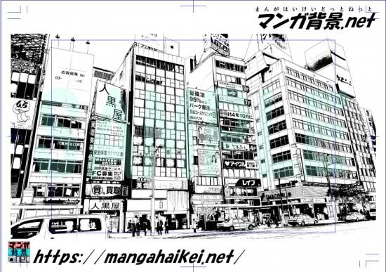 漫画背景 駅前ビル