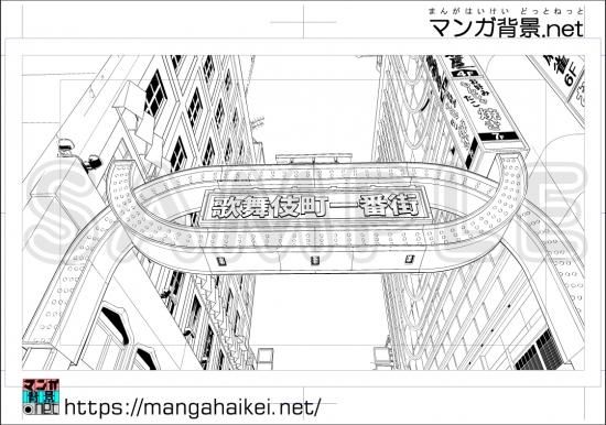 漫画背景 歌舞伎町 漫画背景 歌舞伎町