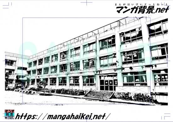 漫画背景 学校 小学校 A 校舎 11 トーンなし マンガ背景 Net
