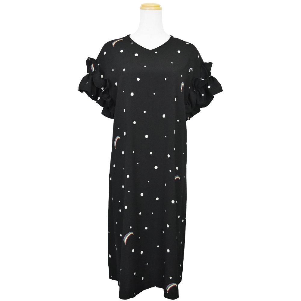 <img class='new_mark_img1' src='https://img.shop-pro.jp/img/new/icons20.gif' style='border:none;display:inline;margin:0px;padding:0px;width:auto;' />40%OFF【レインボウ】フレンチフリルスリーブVネックワンピース　ブラック