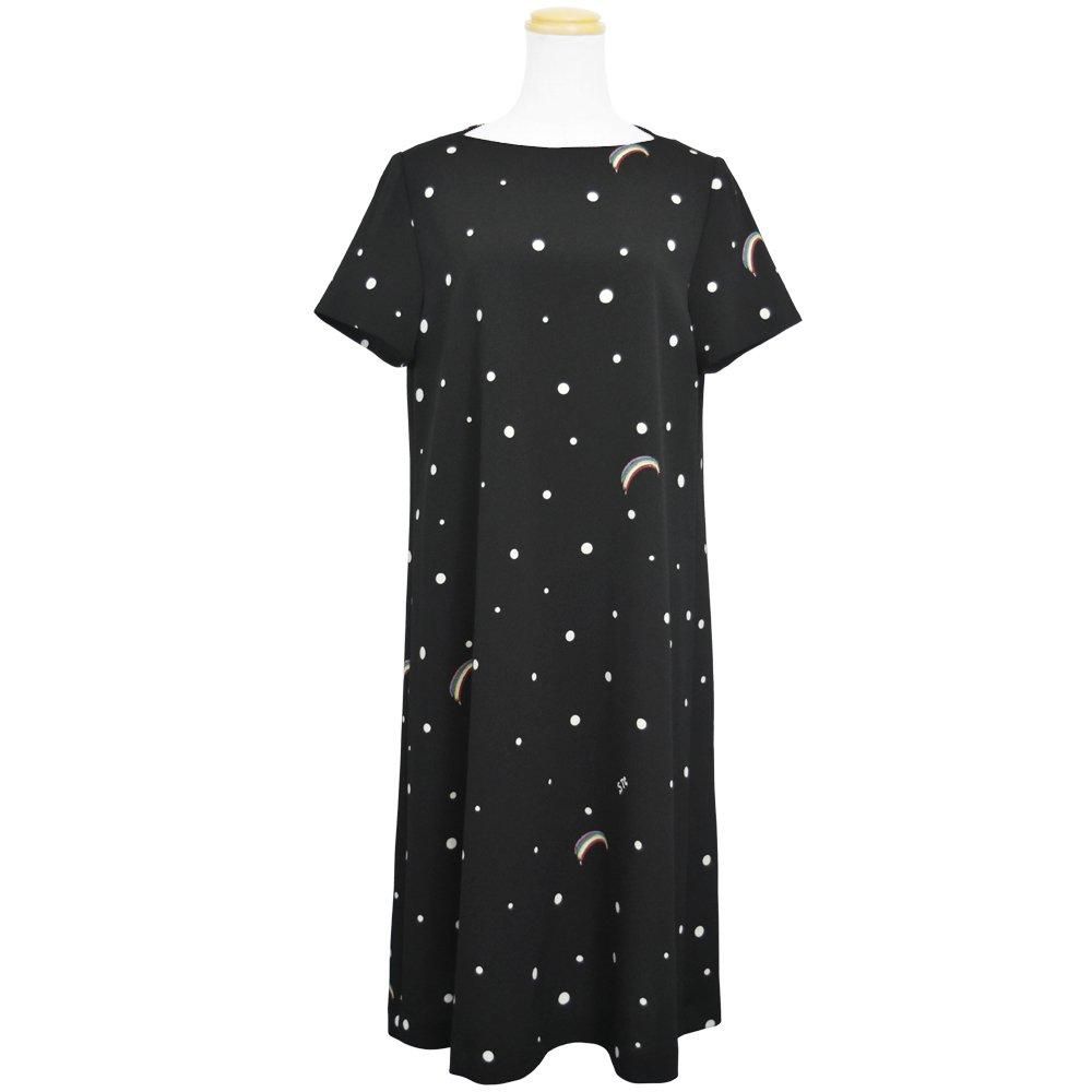 <img class='new_mark_img1' src='https://img.shop-pro.jp/img/new/icons20.gif' style='border:none;display:inline;margin:0px;padding:0px;width:auto;' />40%OFF【レインボウ】半袖Aラインワンピース　ブラック