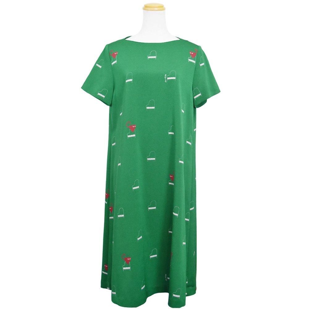 <img class='new_mark_img1' src='https://img.shop-pro.jp/img/new/icons20.gif' style='border:none;display:inline;margin:0px;padding:0px;width:auto;' />40%OFF【nekopiano】半袖Aラインワンピース　グリーン