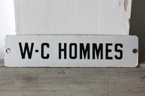 ホーロー製サインプレート-WC HOMMES - L'atelier Brocante