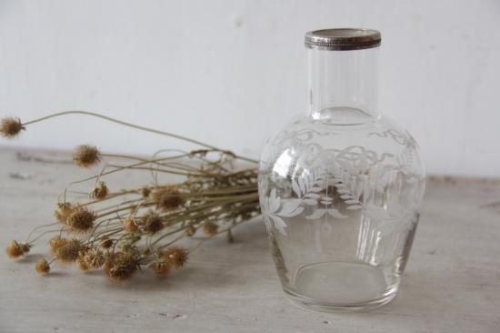 サンドブラスト装飾のガラス壺/花器 - L'atelier Brocante / ラトリエ