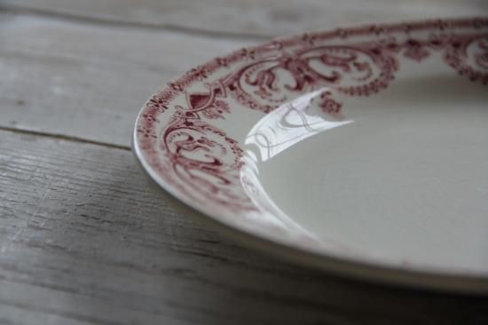 プレート ガーランド　caiffa 赤　フランス　アンティーク Lunéville 赤い鳥プレート 22.5cm フランスアンティーク