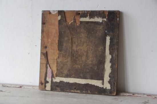 アンティーク　壁掛け　鏡　 木枠 手描きのバラ　ミラー 　古道具 　ブロカント アンティーク 壁掛け 鏡 木枠 手描きのバラ ミラー 古道具