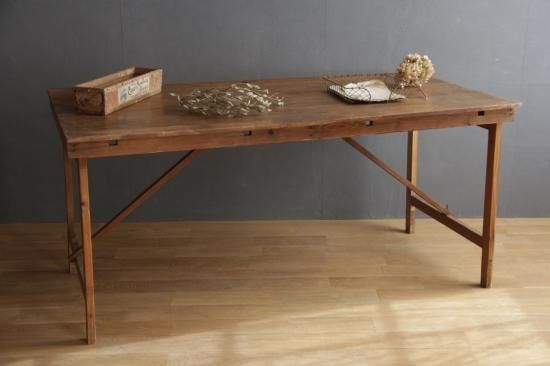 シンプルな木製折り畳みテーブルA - L'atelier Brocante