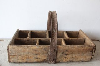フランスアンティーク  職人の木製の道具箱/把手鉄製