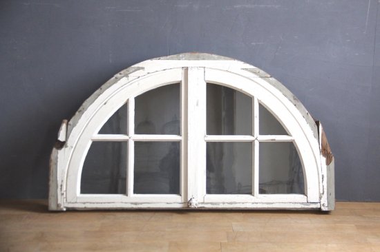 フランスアンティーク 白ペイントのアーチ窓 B