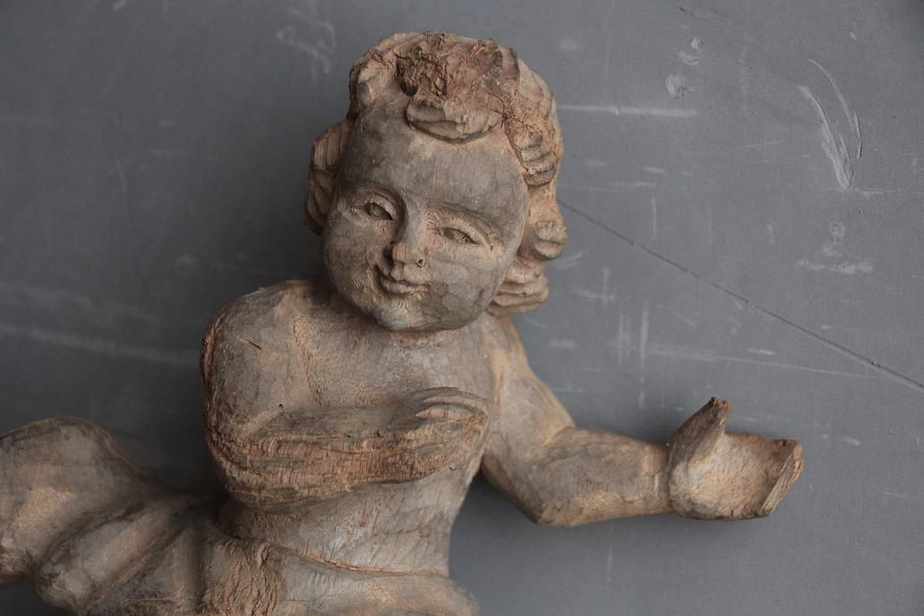 フランス　アンティーク　教会　木彫り　冠　装飾　オブジェ フランス アンティーク 木彫りの天使 木像 | landverse