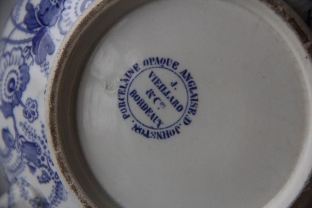 フランス アンティーク Vieillard & Johnston ボルドー窯 ボルドー窯 DAVID JOHNSTON 青絵付 ティーポット - L'atelier