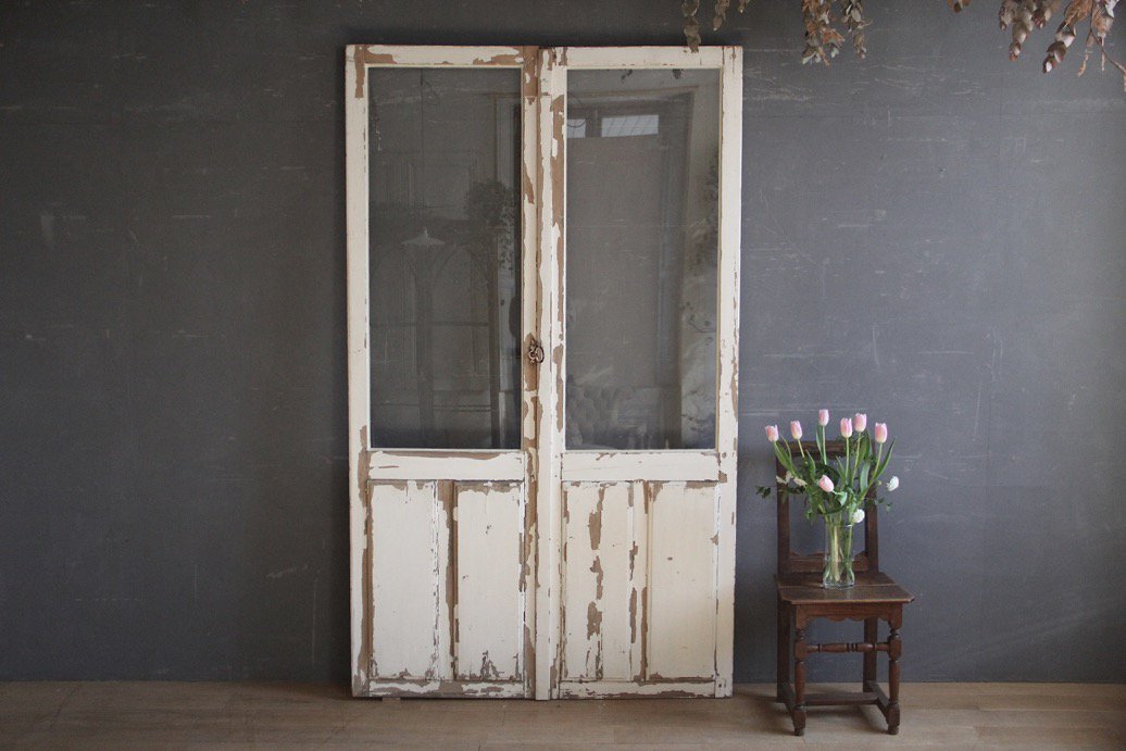 hold】フランスアンティーク 白ペイントの木製ドア - L'atelier