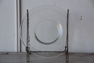 フランスアンテーク　硝子皿 19e　吹きガラス　手彫りプレート　