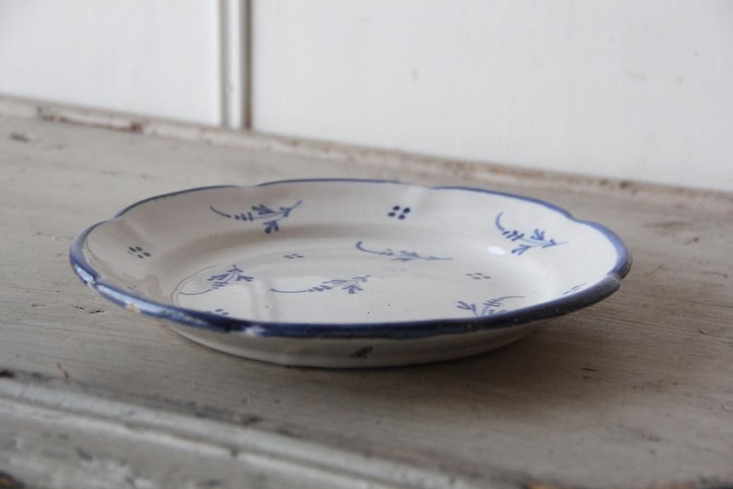 フランス製アンティーク　パリ窯　リウエ　ハンドペイント　可愛いスクエアプレート⁂ フランス製アンティーク パリ窯 リウエ ハンドペイント 可愛い