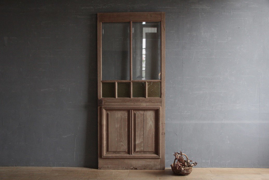 フランスアンティーク ガラス付き木製ドアパネルB