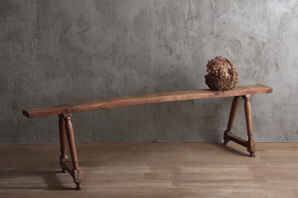 フランスアンティーク 木製のベンチB - L'atelier Brocante / ラトリエ