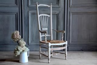 フランスアンティーク ラタン アームチェア ミルクベージュ 椅子