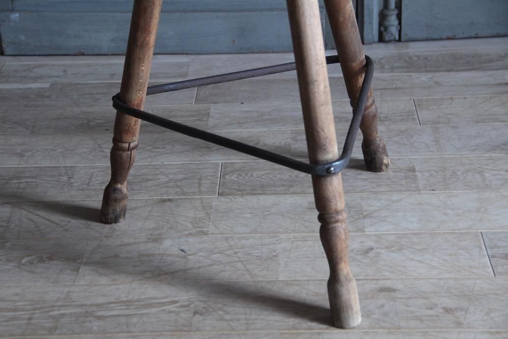 フランスアンティーク木製スツール | 回転昇降式カウンターチェア - L