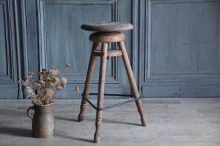 フランスアンティーク　ペイントスツール　アンティークチェア　台　ブロカント フランスアンティーク ペイントスツール アンティークチェア 台