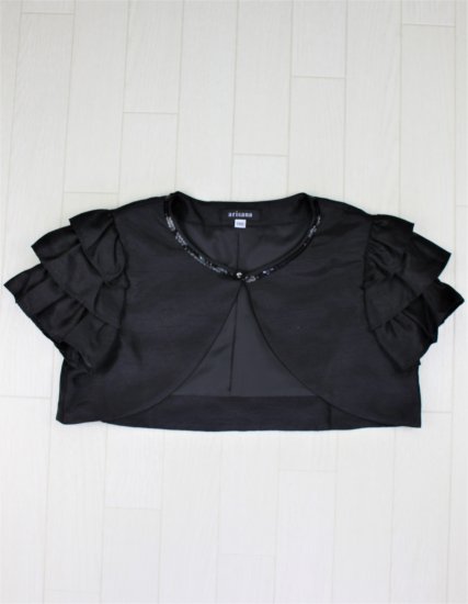(B001) ブラック半袖ボレロ袖３段フリル
