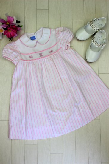 (DR063) ピンク半袖襟付きワンピ-ス