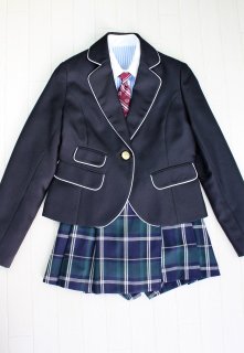 (GF090) ブラックジャケットxグリーン系チェック柄キュロットスカート　スーツ