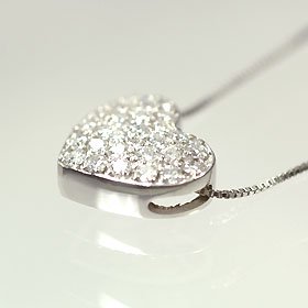 K18WG・ダイヤモンド0.3ct ハートパヴェペンダント（ネックレス） - DIAN POOL ダイアンプール - ジュエリー通販 -